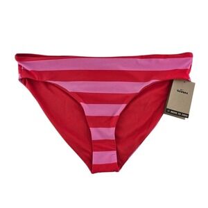 NWT Nike Women's Nesse Pink Red Striped Swim Bikini Bottom XL